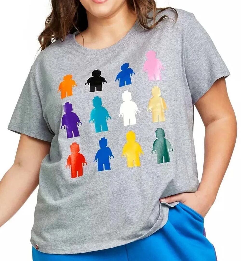 LEGO T-SHIRT Target Collab Minifigure Short Sleeve 2X XXL Plus Gray + Colorful